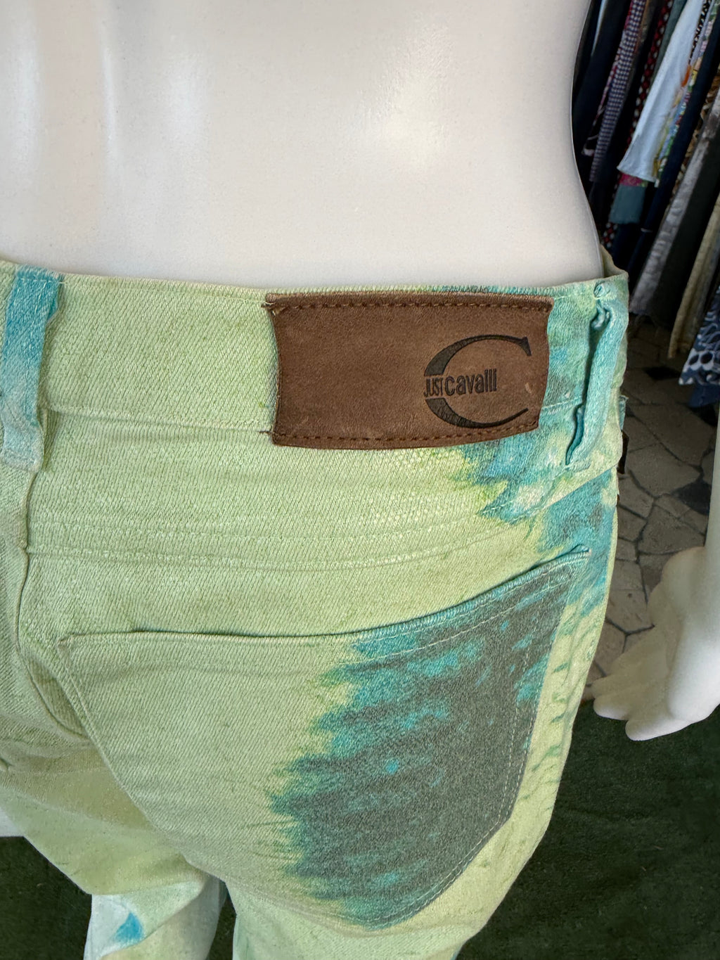 Jeans Roberto Cavalli green fish 2000s