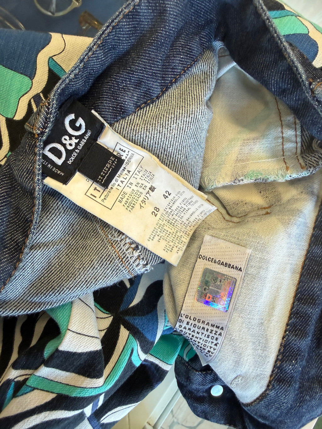 Jeans Dolce & Gabbana SS2004 fiori astratti azzurri