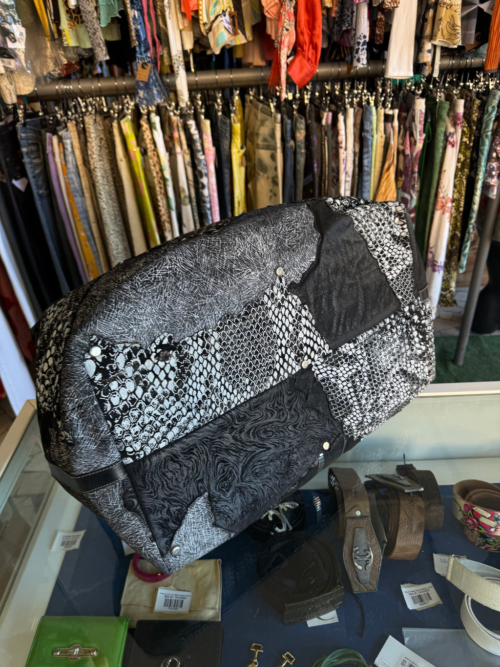 Borsa Roberto Cavalli da viaggio giaguaro patchwork anni 80