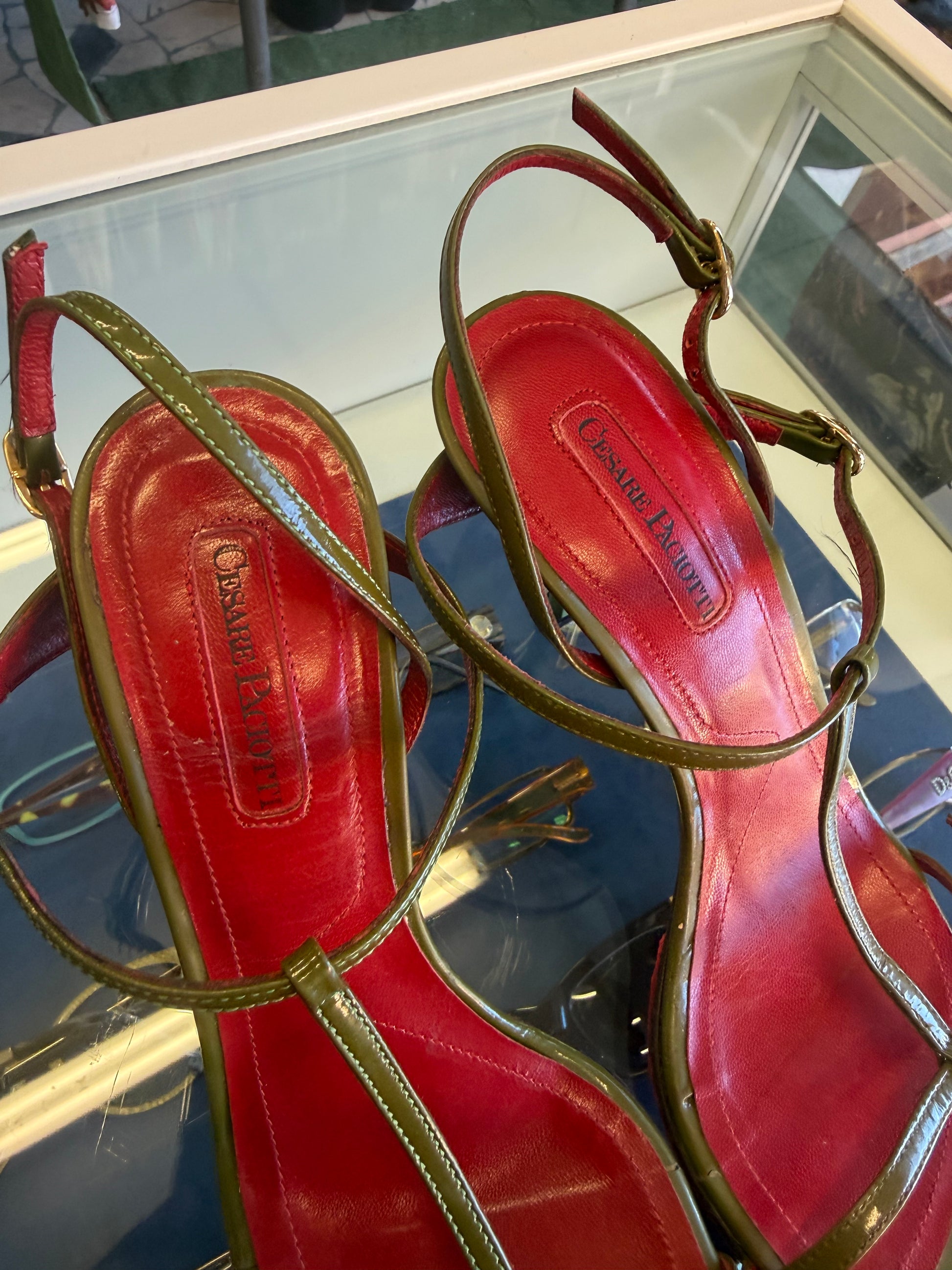 Sandali Cesare Paciotti micro dagger heels Verdi 00s