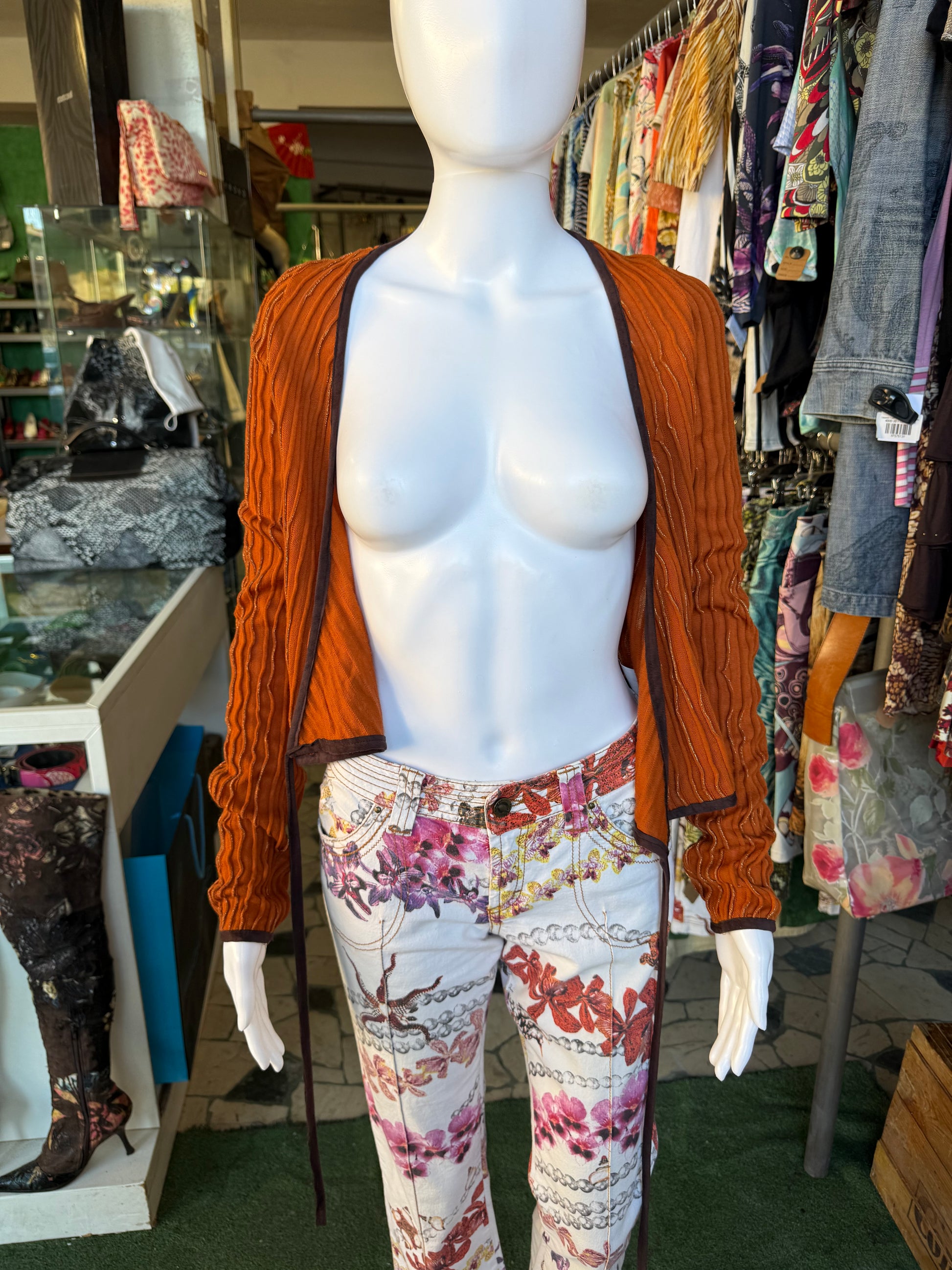 Cardigan top Roberto Cavalli arancione 2000s