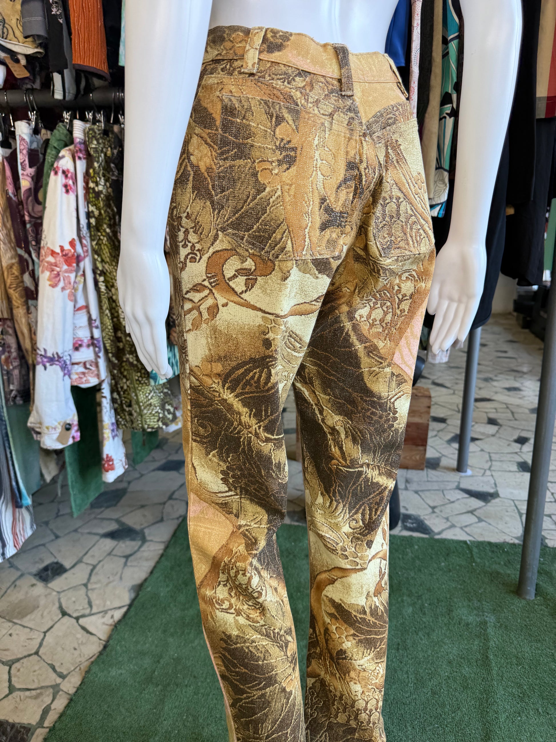 Jeans Roberto Cavalli FW2001 gold leaf