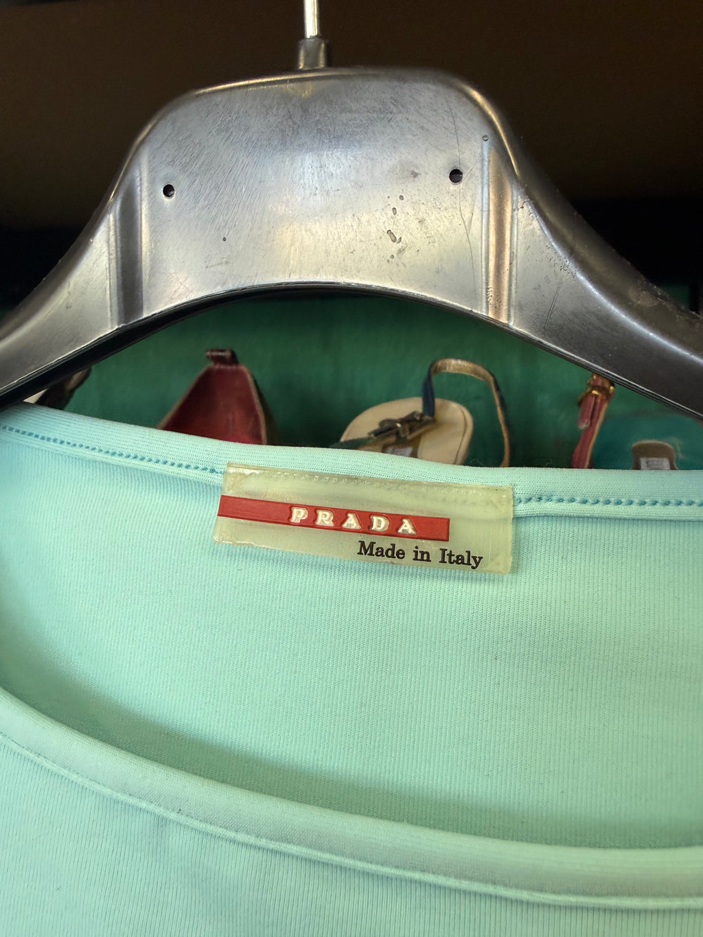 Top Prada schiena scoperta azzurro 90s
