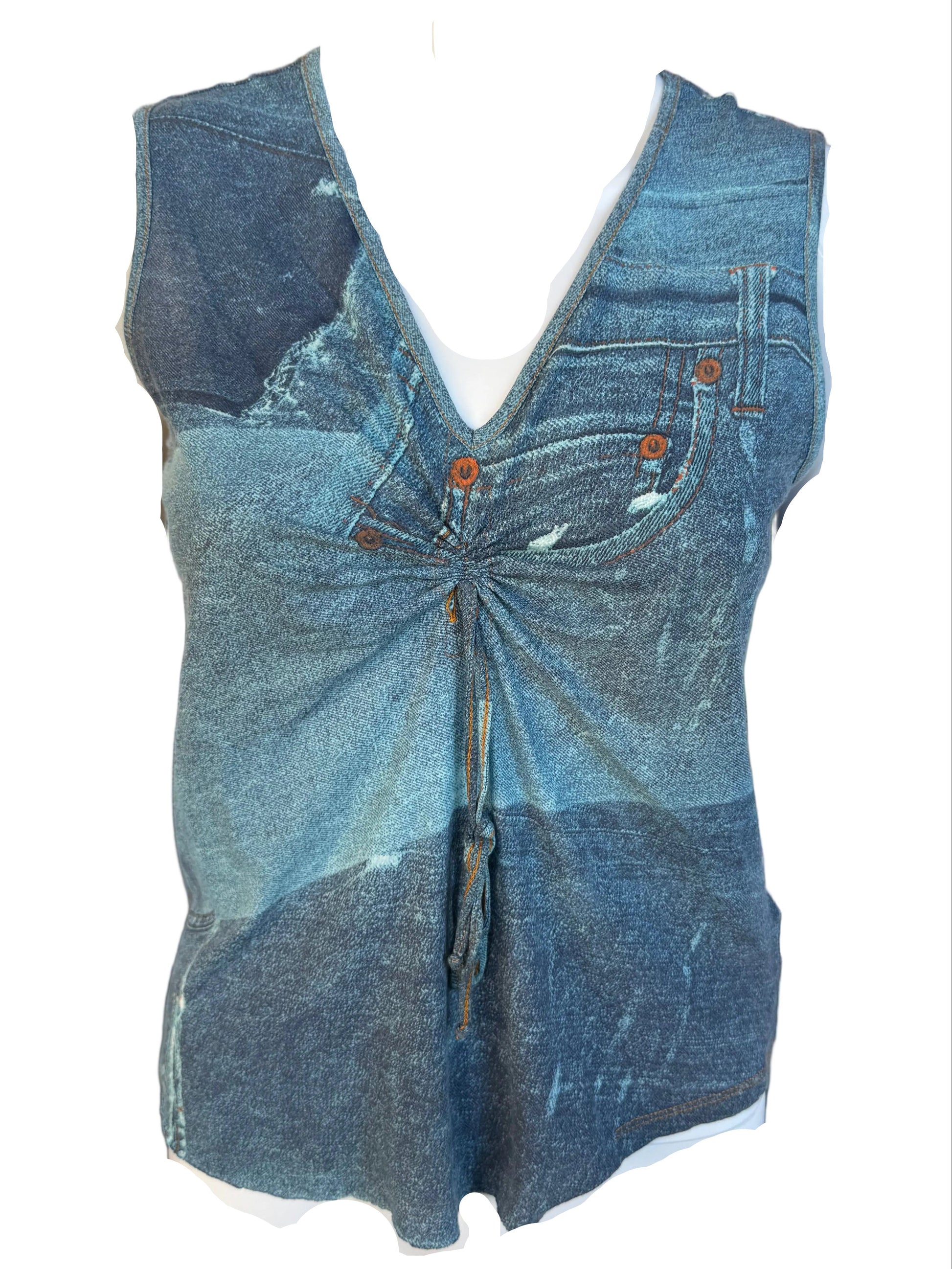 Top Roberto Cavalli stampa denim 90s