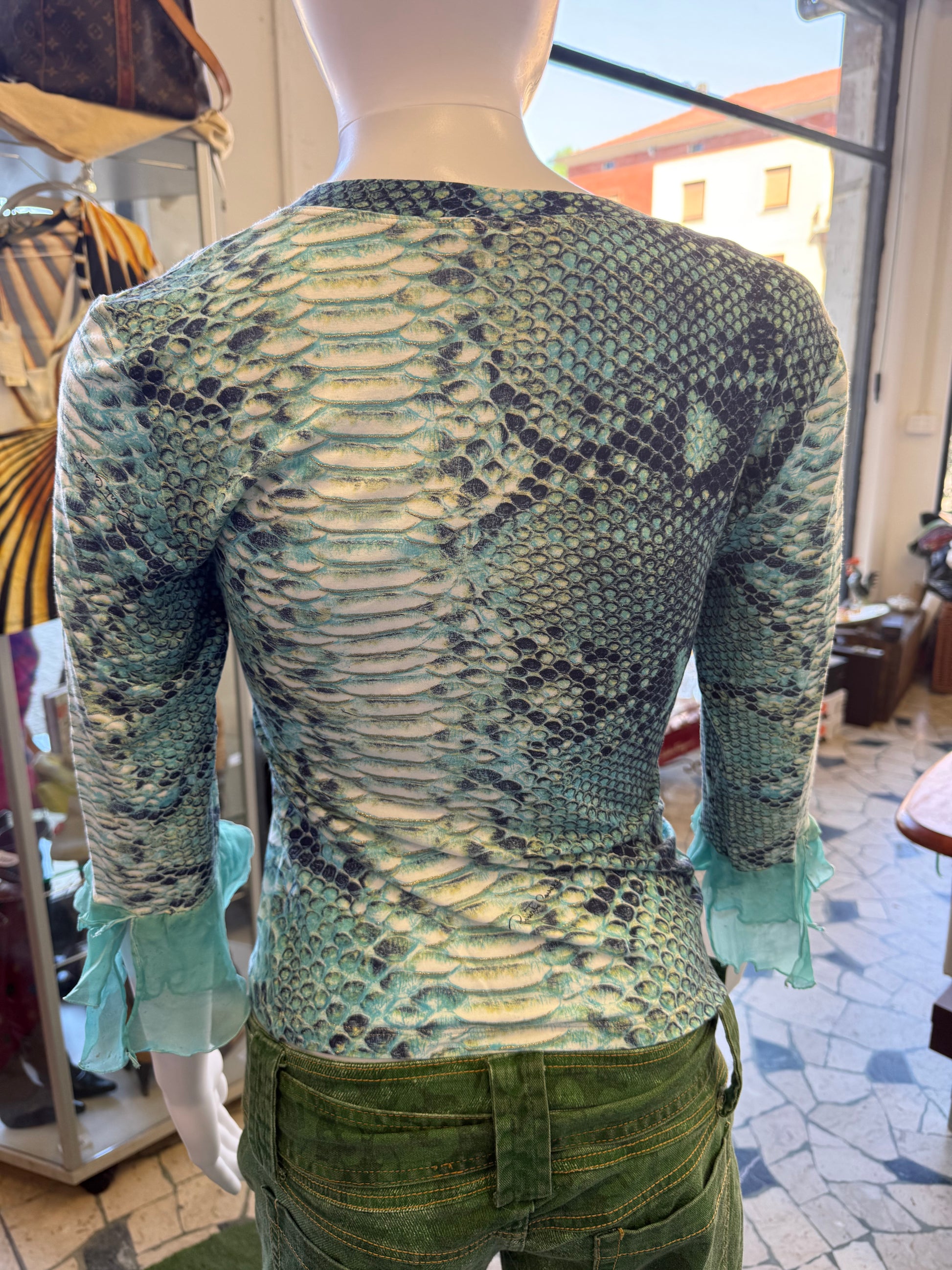 Top Roberto Cavalli SS2000 blue Python