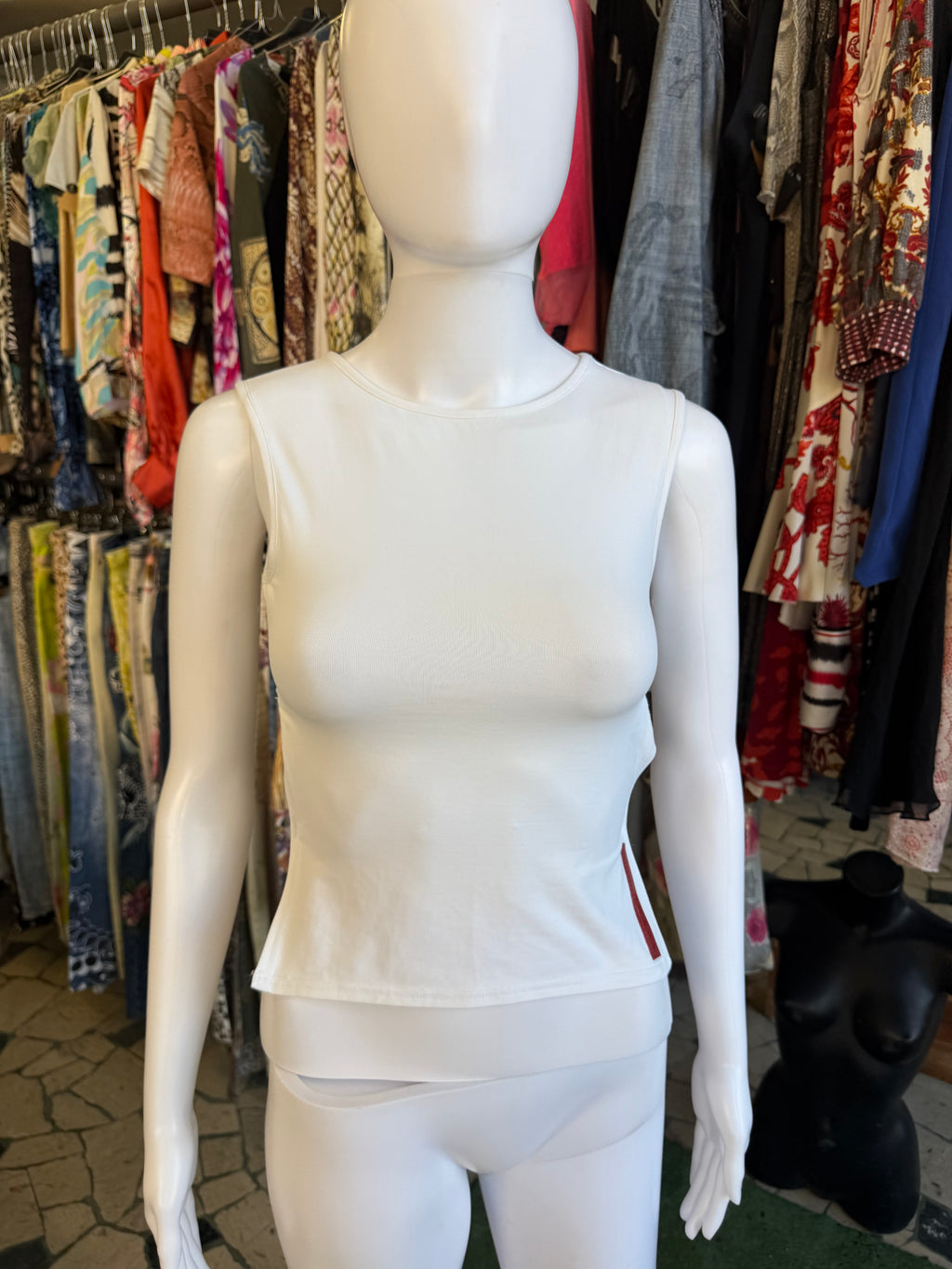 Top Prada schiena scoperta bianco 90s