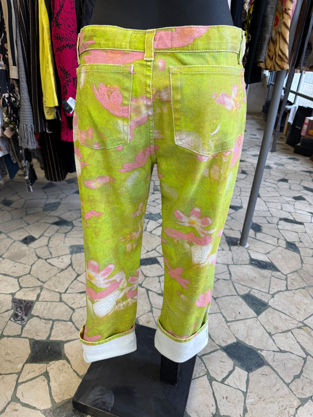 Jeans Roberto Cavalli SS2000 fiori su prato nuovo