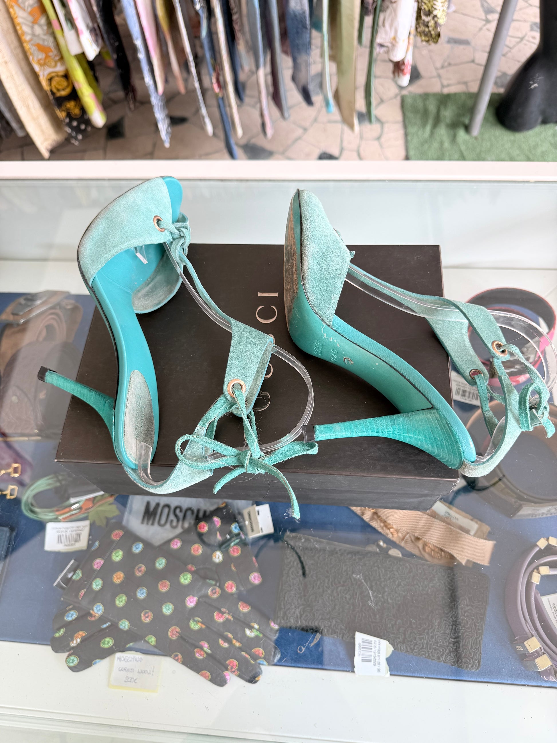 Sandali Gucci verde acqua 2000s