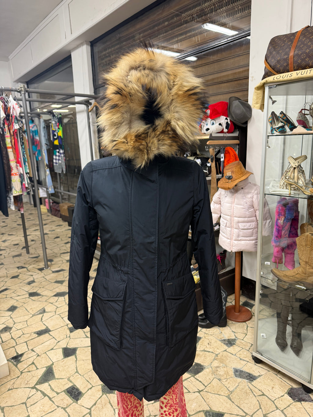 Giubbotto lungo Woolrich bordo coyote