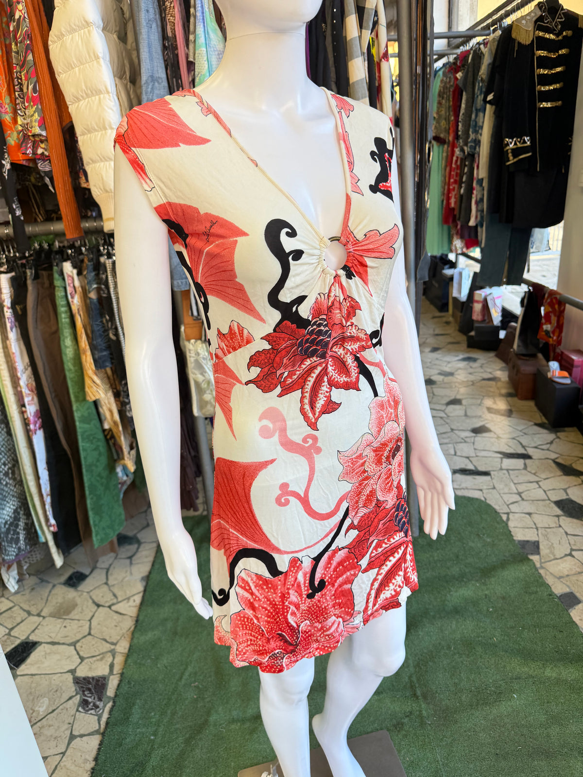 Abito Roberto Cavalli fiori d’ibisco 00s