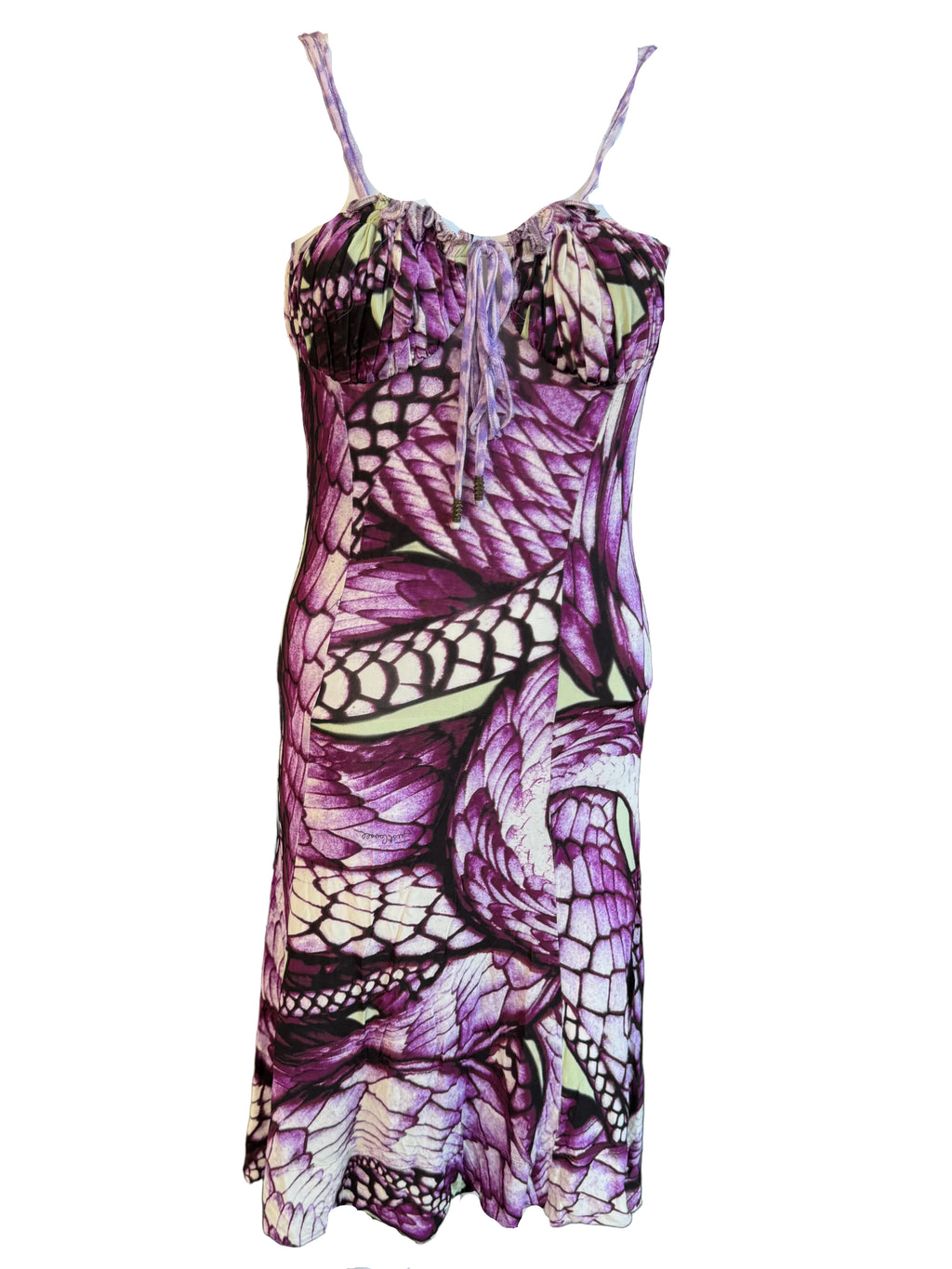 Abito Roberto Cavalli squame serpente viola 00s