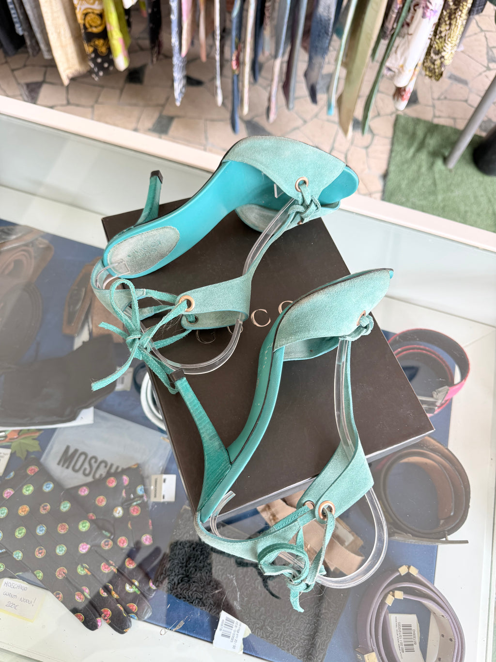 Sandali Gucci verde acqua 2000s