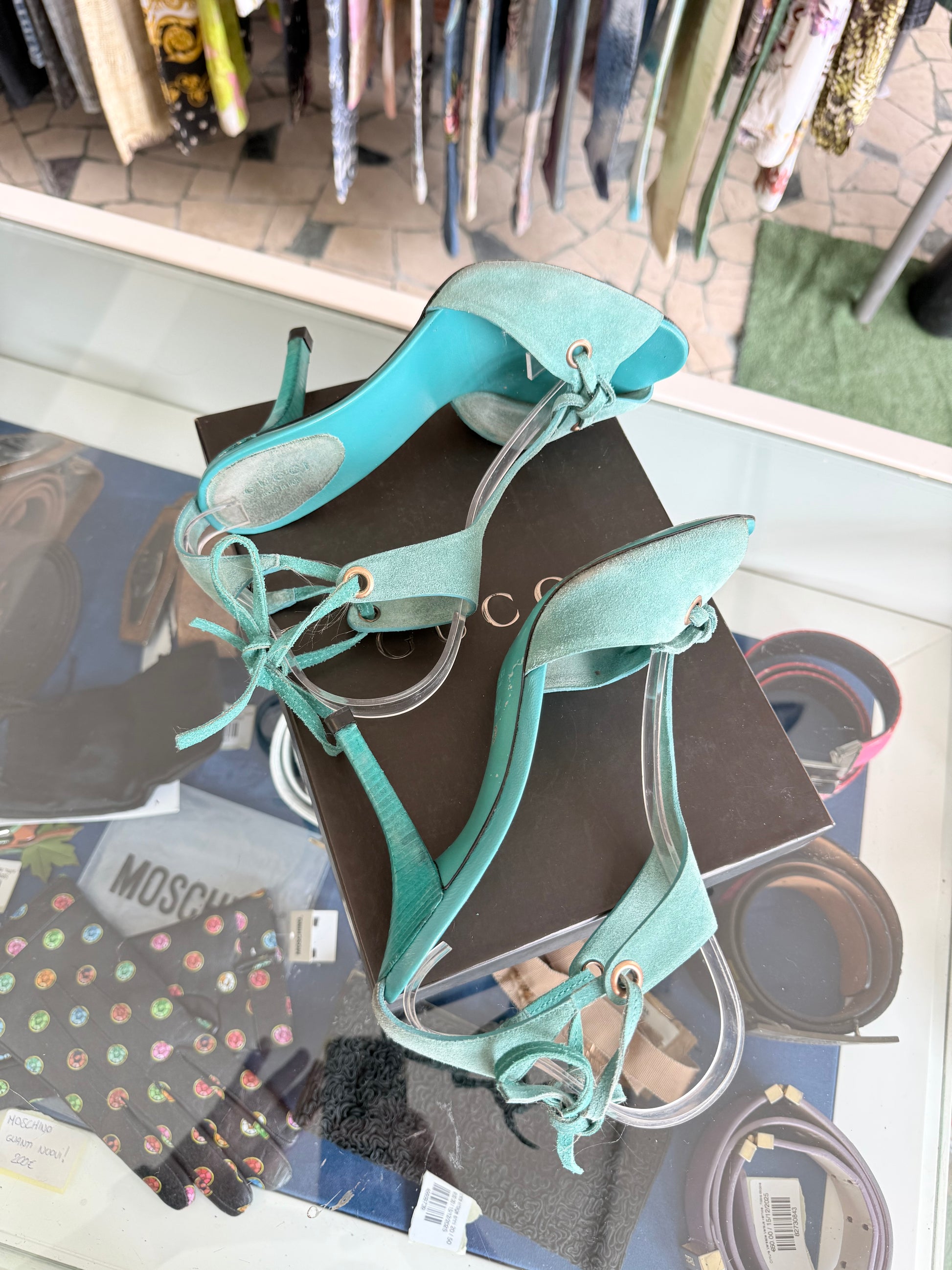 Sandali Gucci verde acqua 2000s