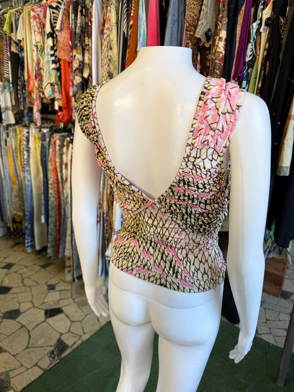 Top Roberto Cavalli squame gialle 00s