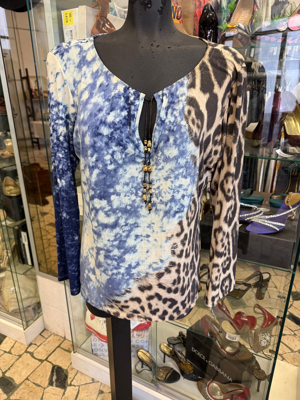 Blusa Roberto Cavalli FW2001 Leopard