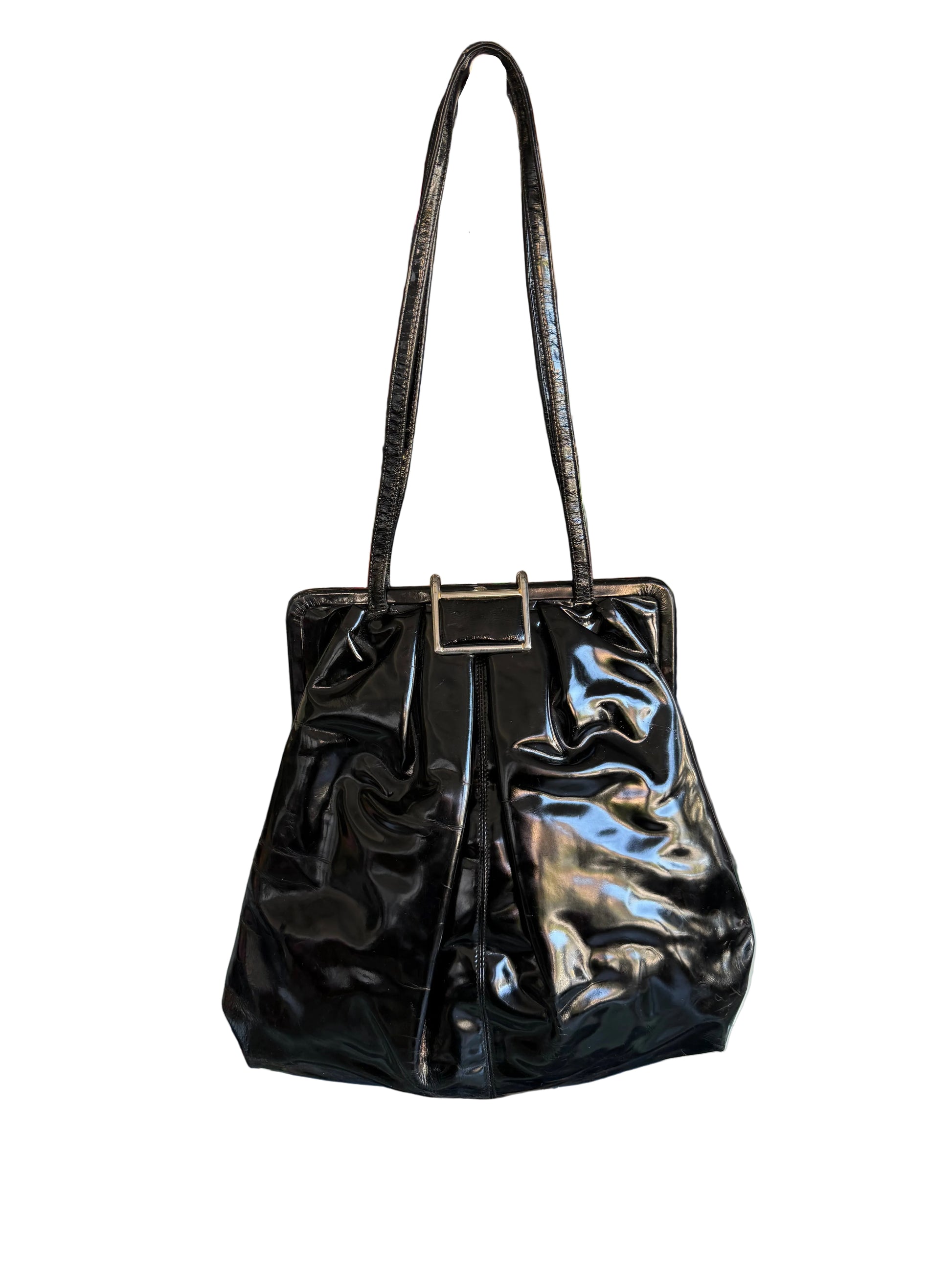 Borsa Bottega Veneta vernice nera anni 70