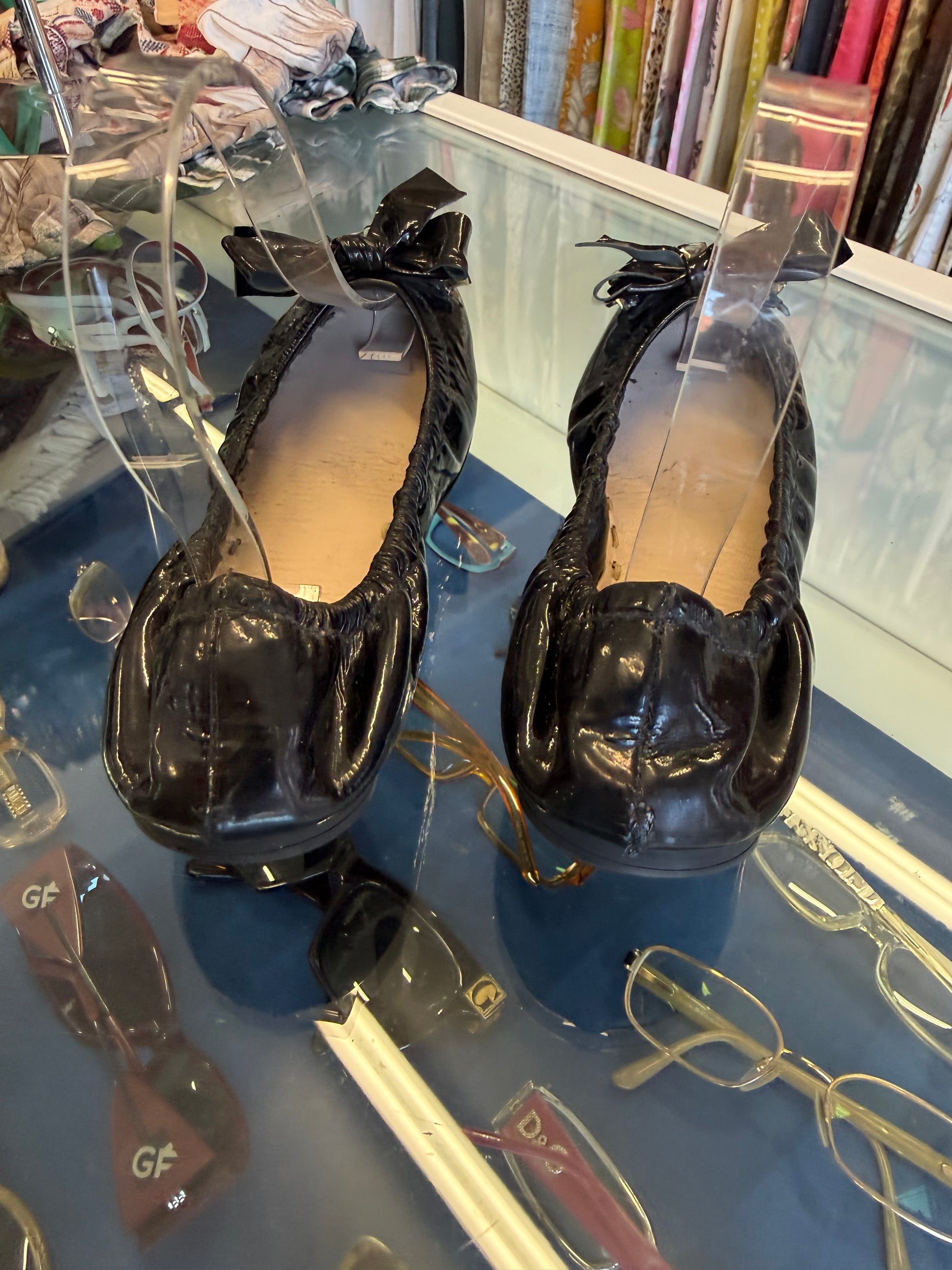 Ballerine Miu Miu pelle e cristalli 00s
