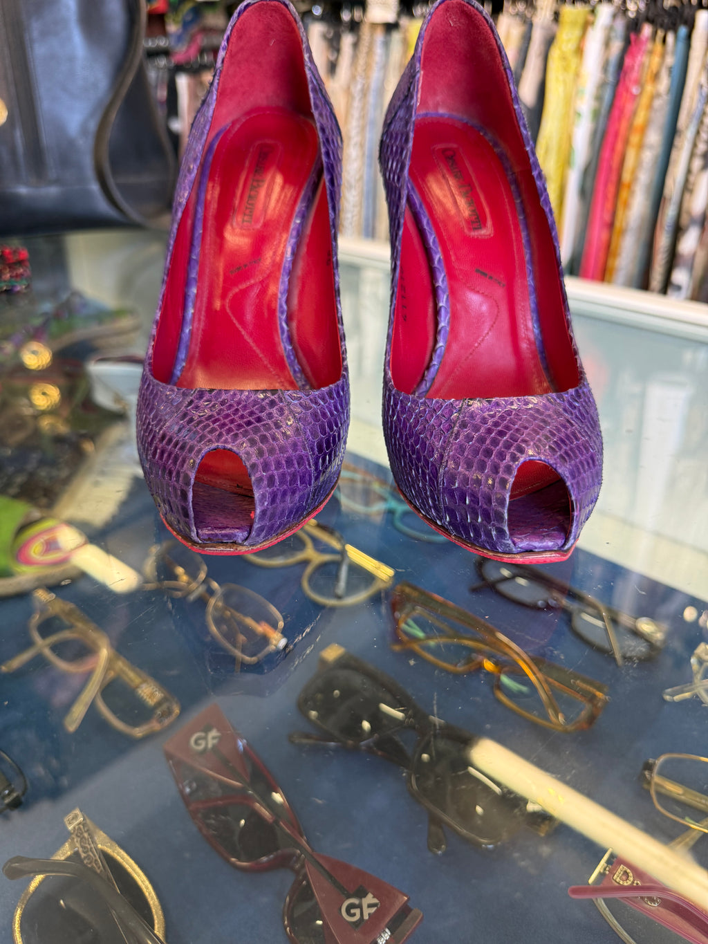 Décolleté Cesare Paciotti pitone viola 00s