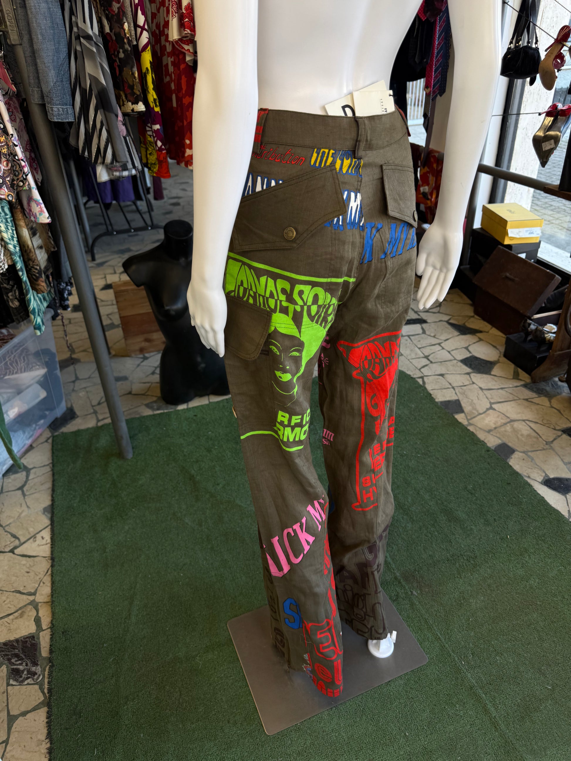 Pantalone Dolce & Gabbana cargo FW2004 lino stampato  nuovo