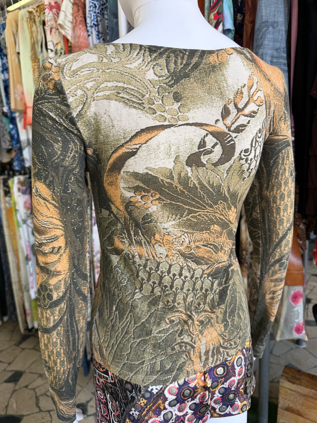 Top Roberto Cavalli fine 90s bosco e piante