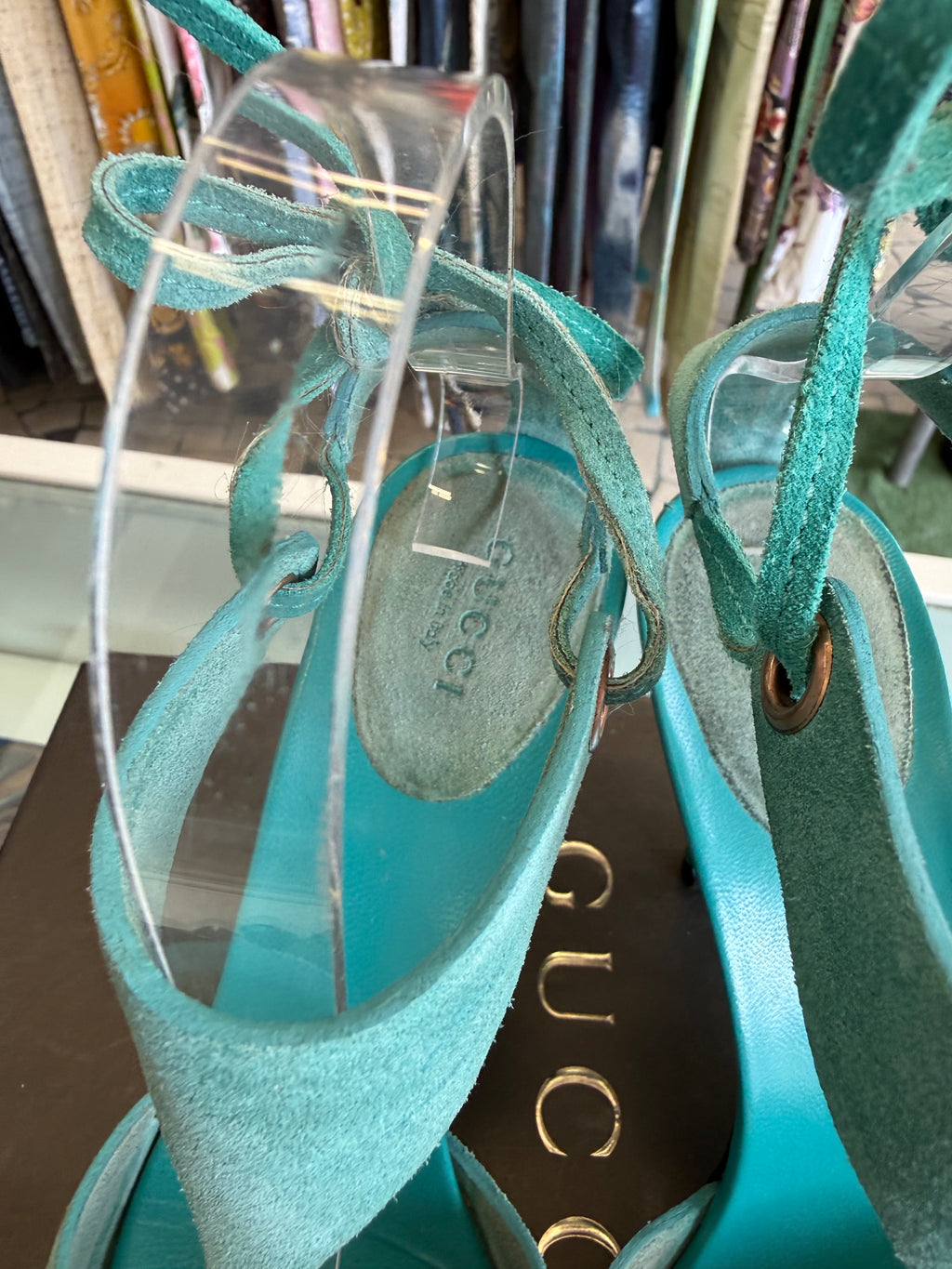 Sandali Gucci verde acqua 2000s