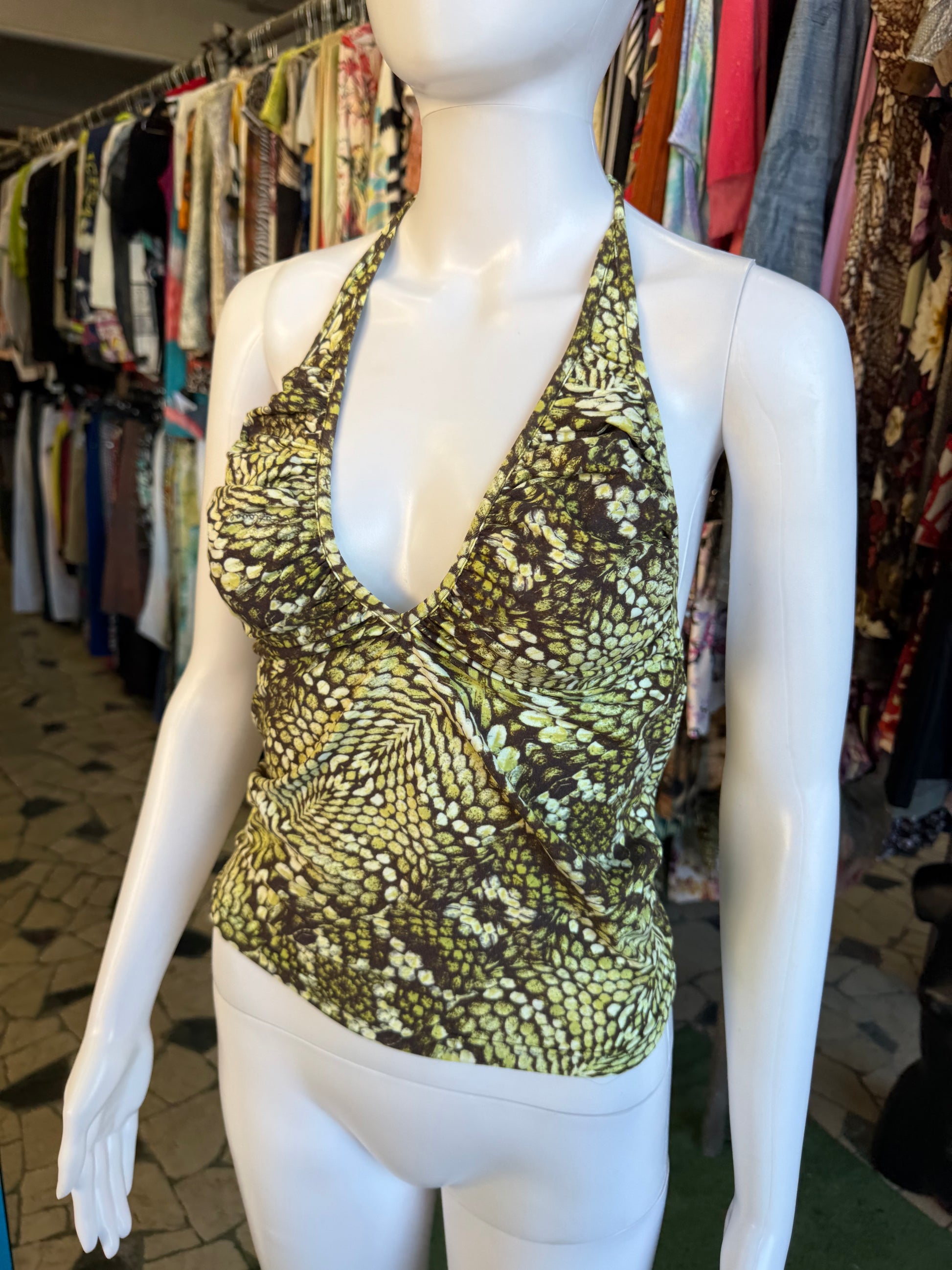 Top Roberto Cavalli pitone verde 00s