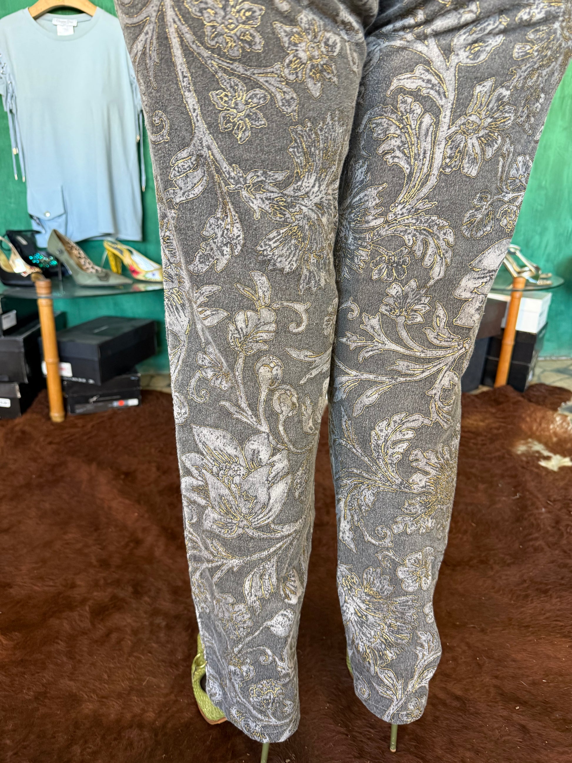 Jeans fiori oro Roberto Cavalli FW1997