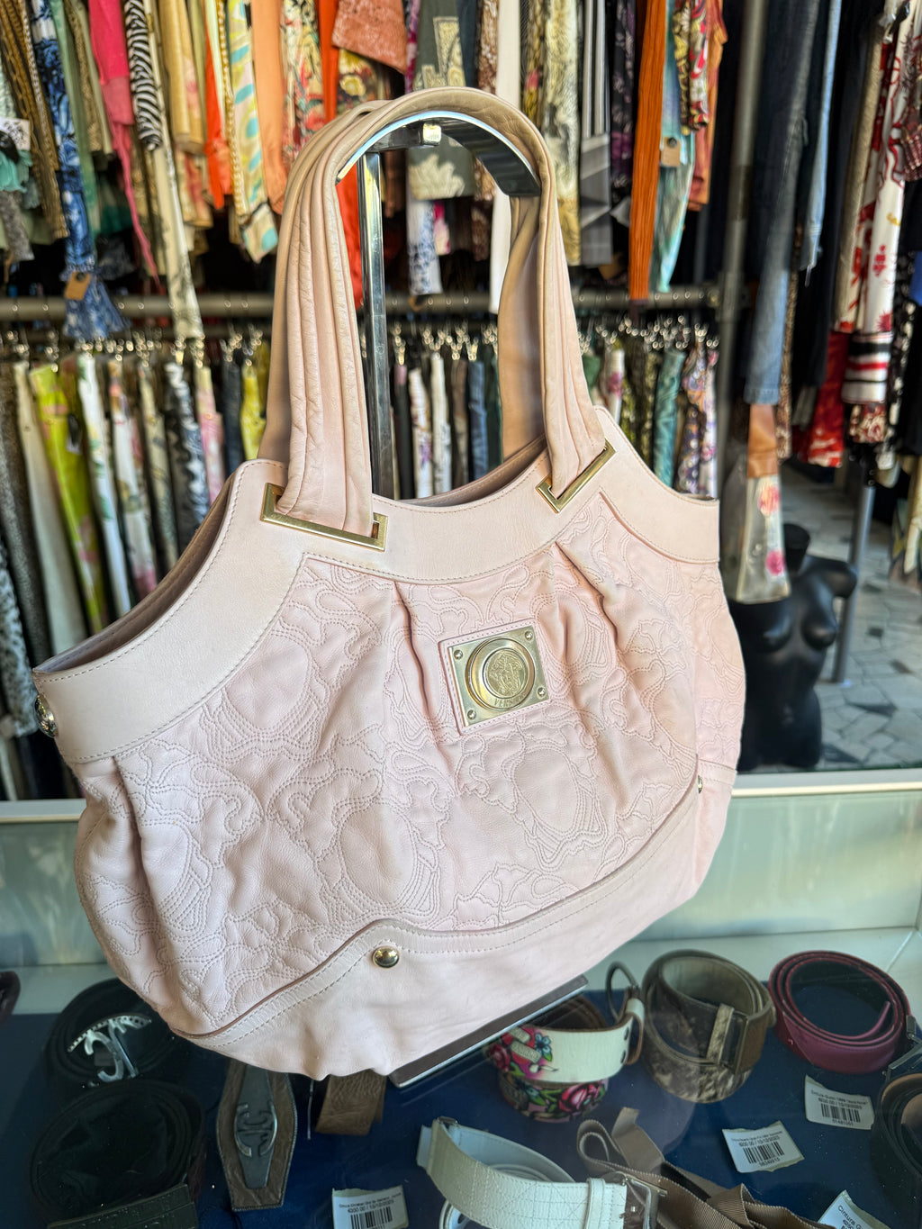 Borsa Versace barocco in nappa rosa