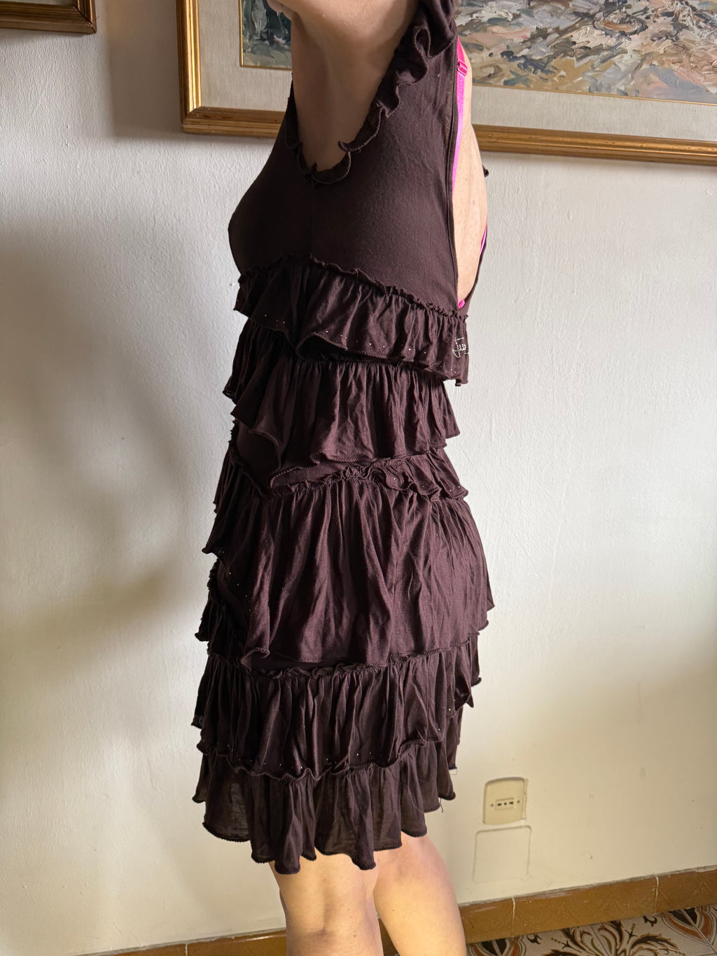 Abito Roberto Cavalli marrone ed oro Just 2000”