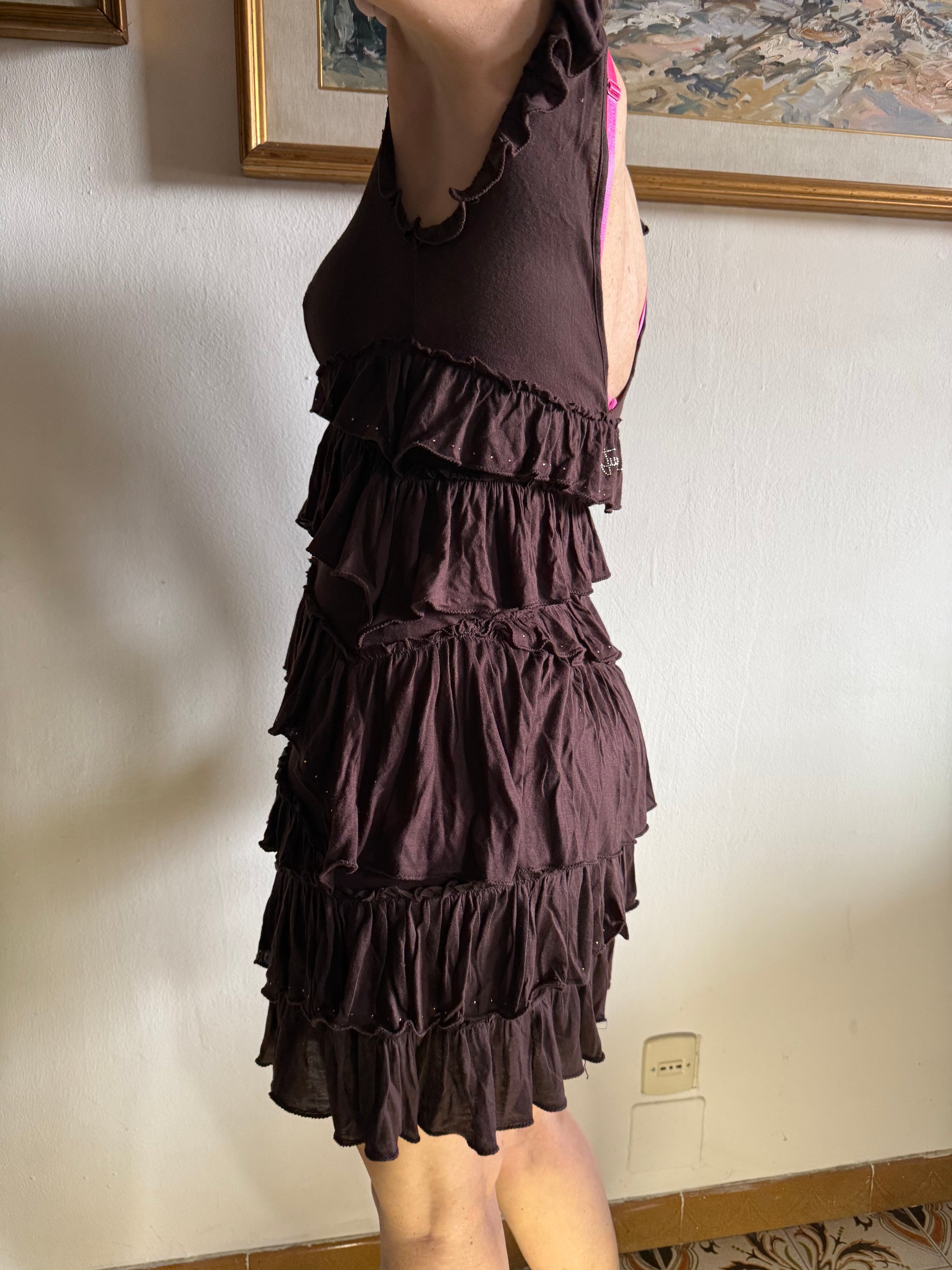Abito Roberto Cavalli marrone ed oro Just 2000”