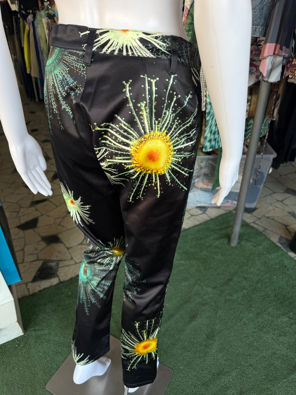 Pantaloni Moschino fiori a microscopio 90s