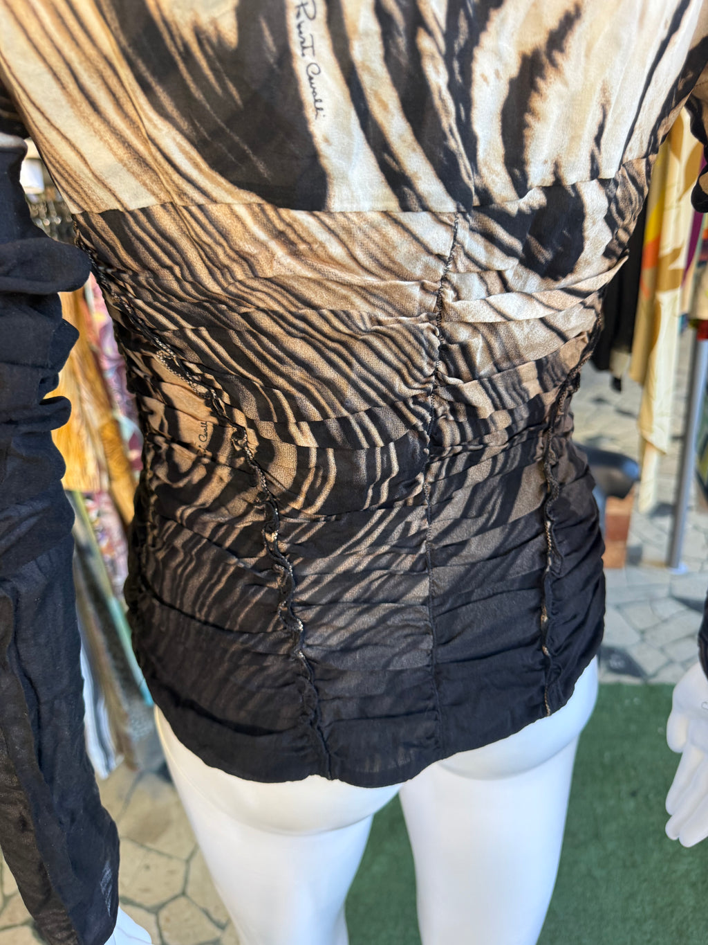 Top Roberto Cavalli FW2003 seta fantasia astratta