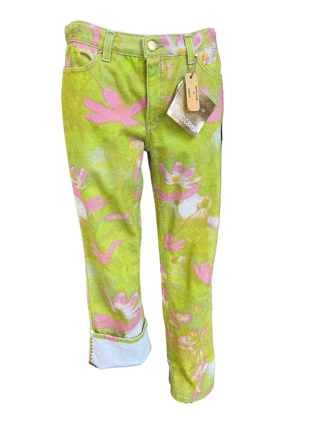 Jeans Roberto Cavalli SS2000 fiori su prato nuovo