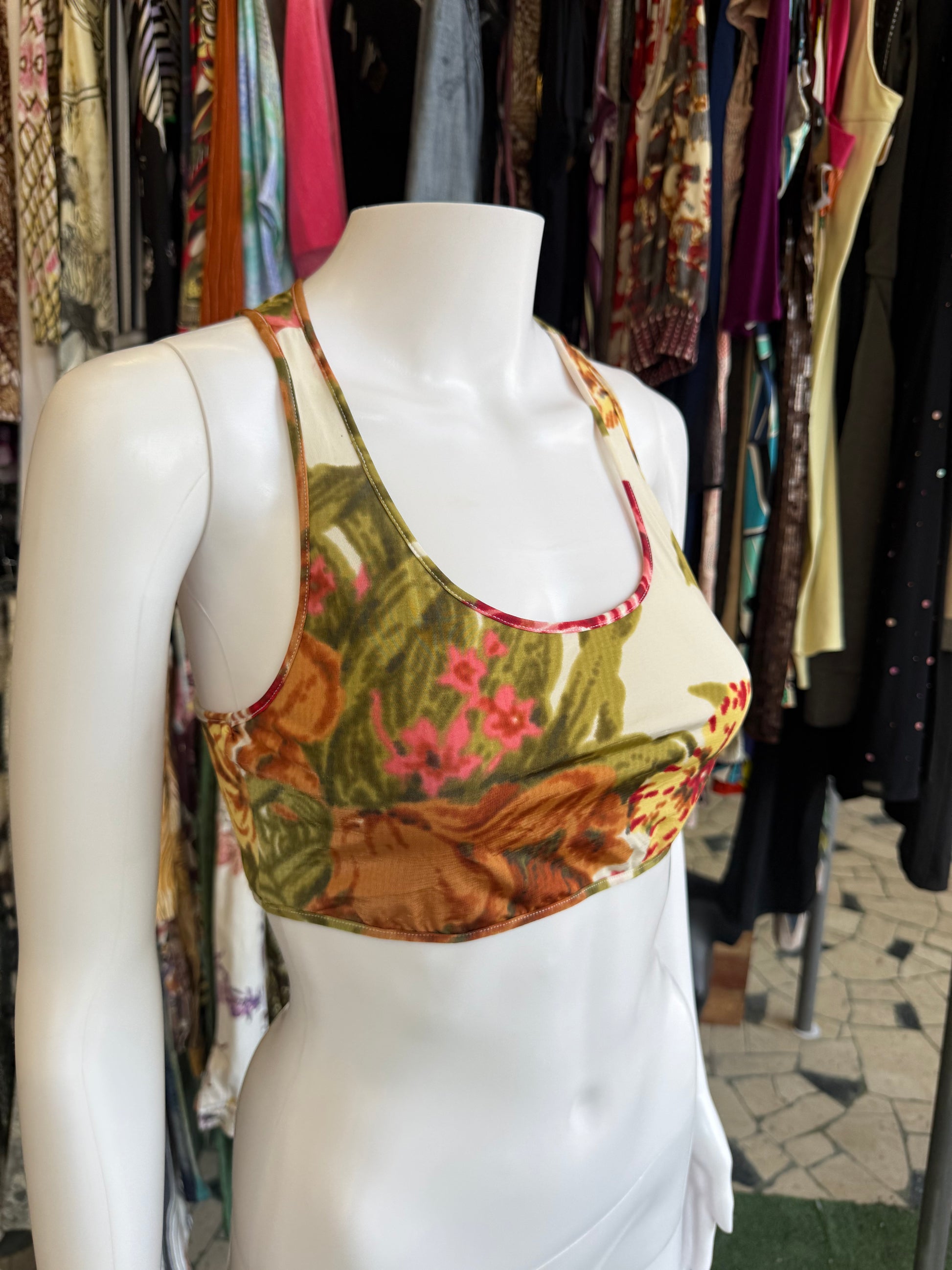 Top Gianfranco Ferrè fiori tropicali 00s