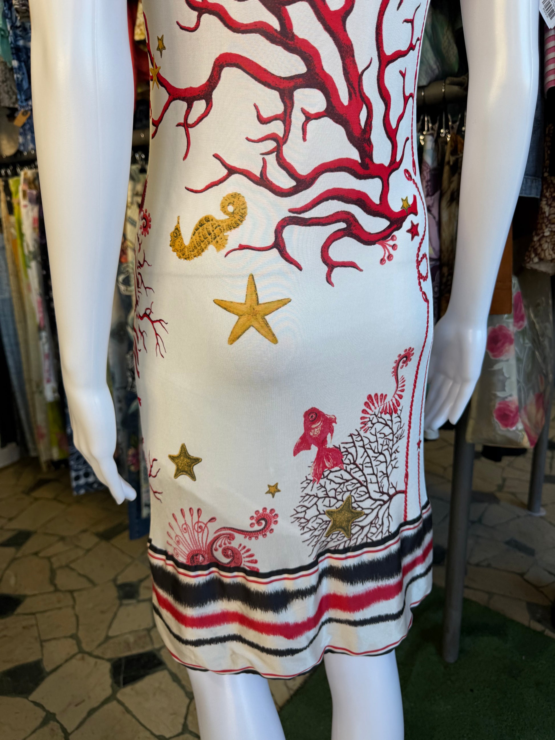 Abito Roberto Cavalli mare, coralli e pesci  2000s