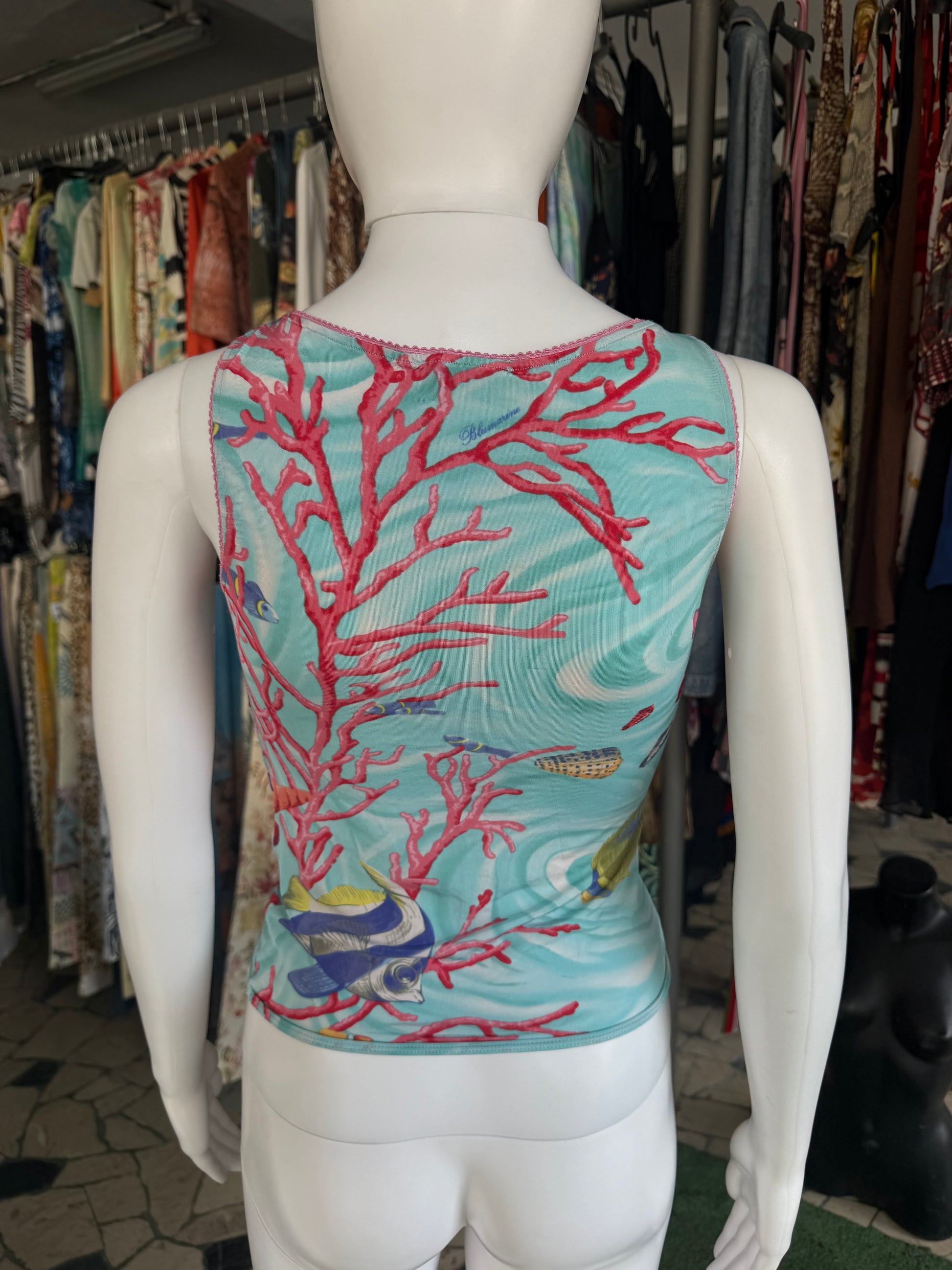 Top Blumarine stampa pesci e coralli 00s
