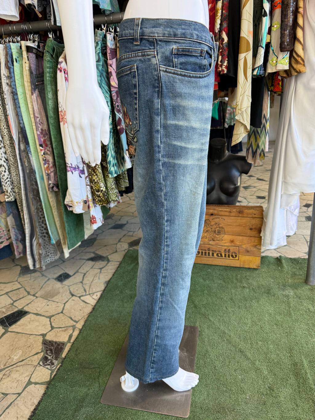 Jeans Roberto Cavalli SS2003 tattoo ricami