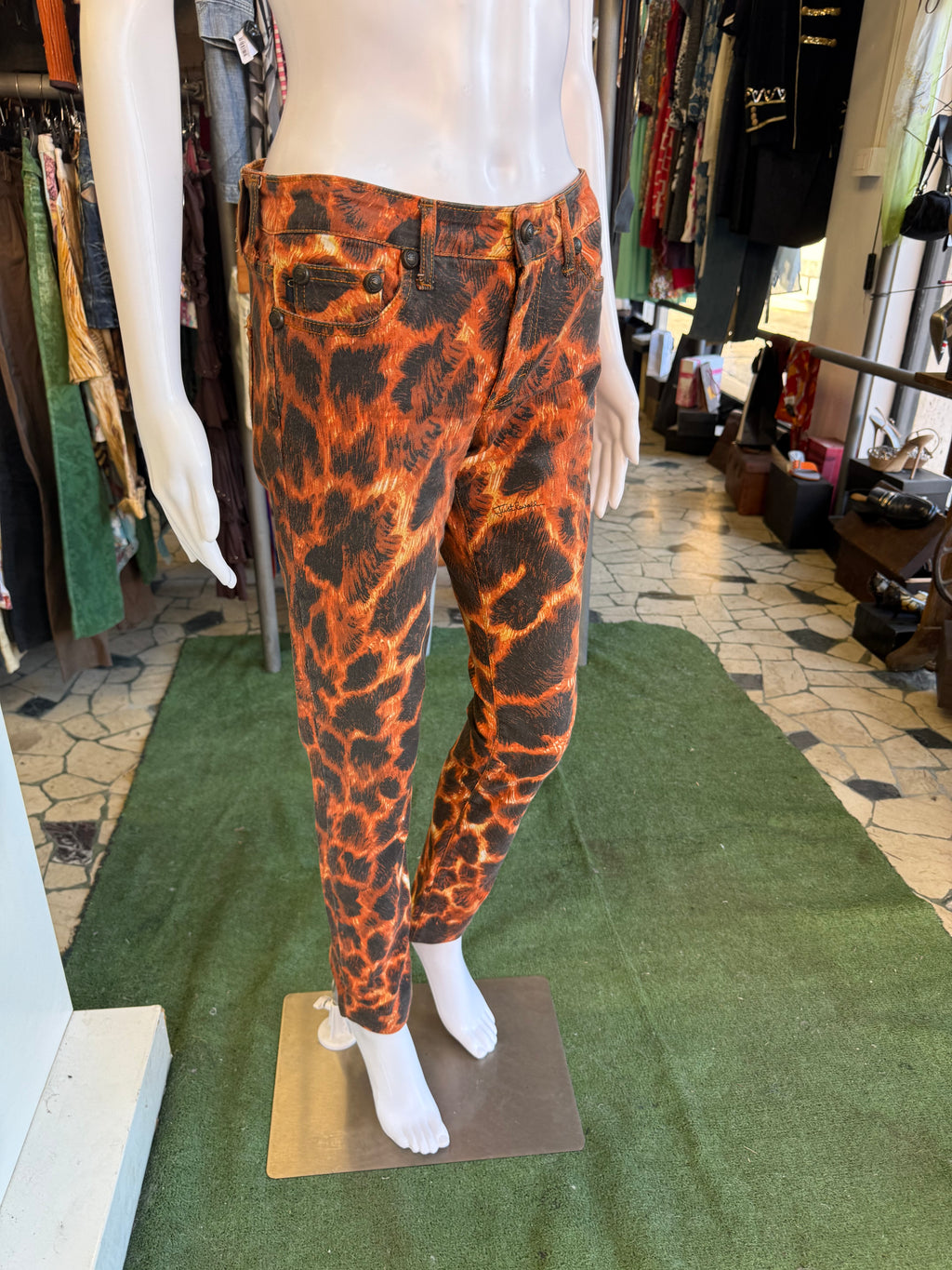 Jeans Roberto Cavalli animalier/ lava infuocata 00s