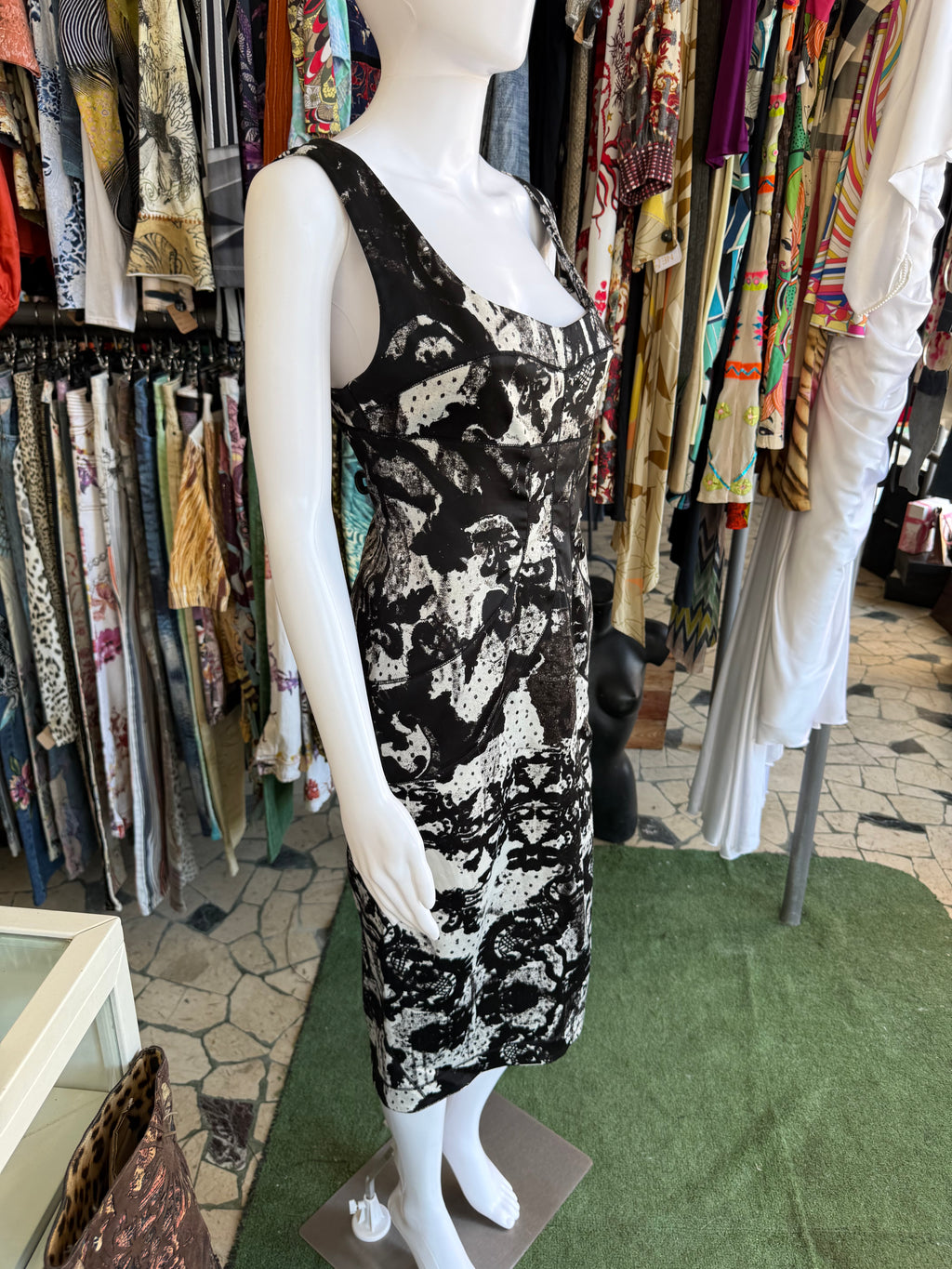 Abito Roberto Cavalli stampa pizzo 00s