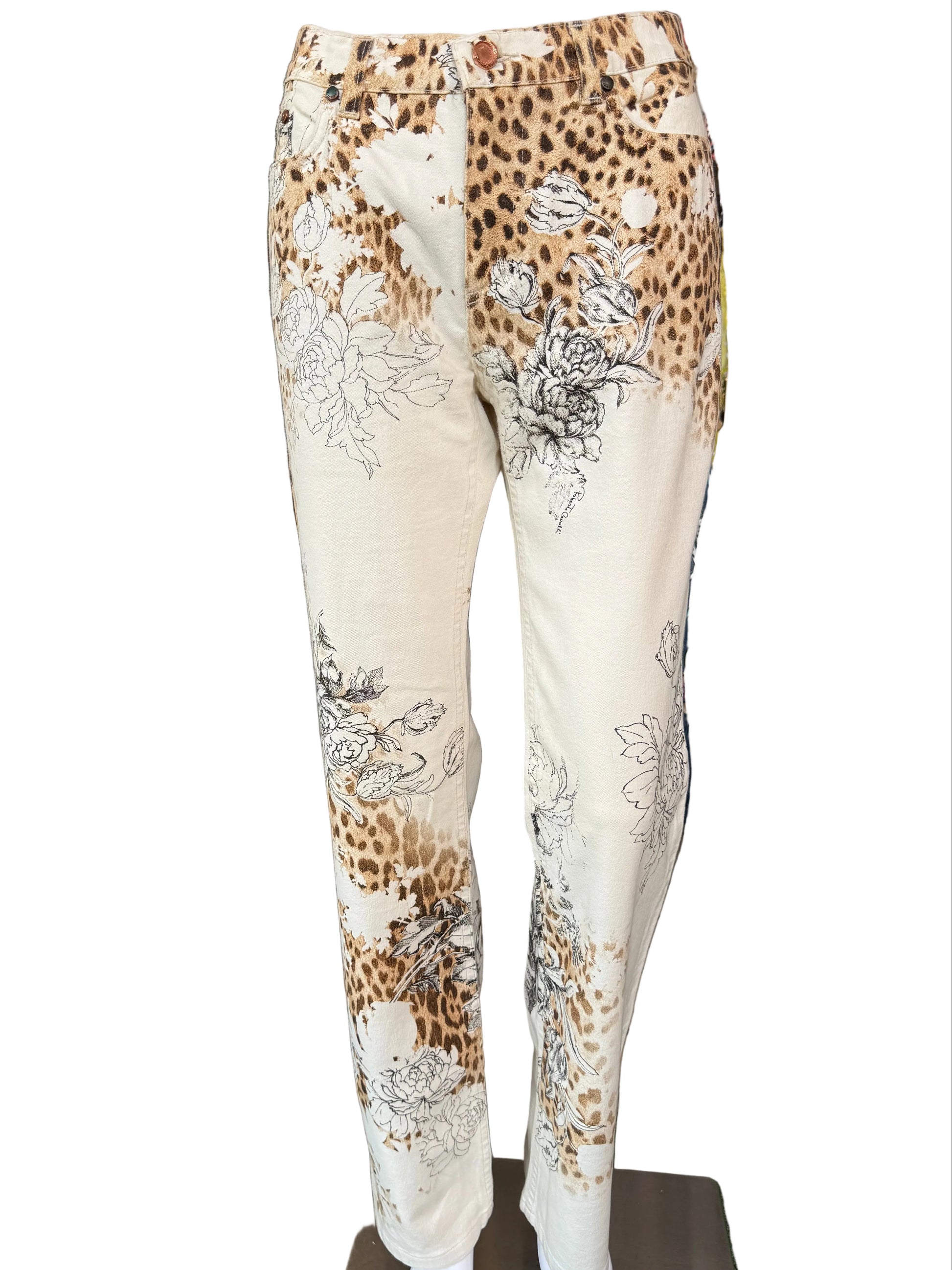 Jeans Roberto Cavalli SS2002 Leopardo e rose