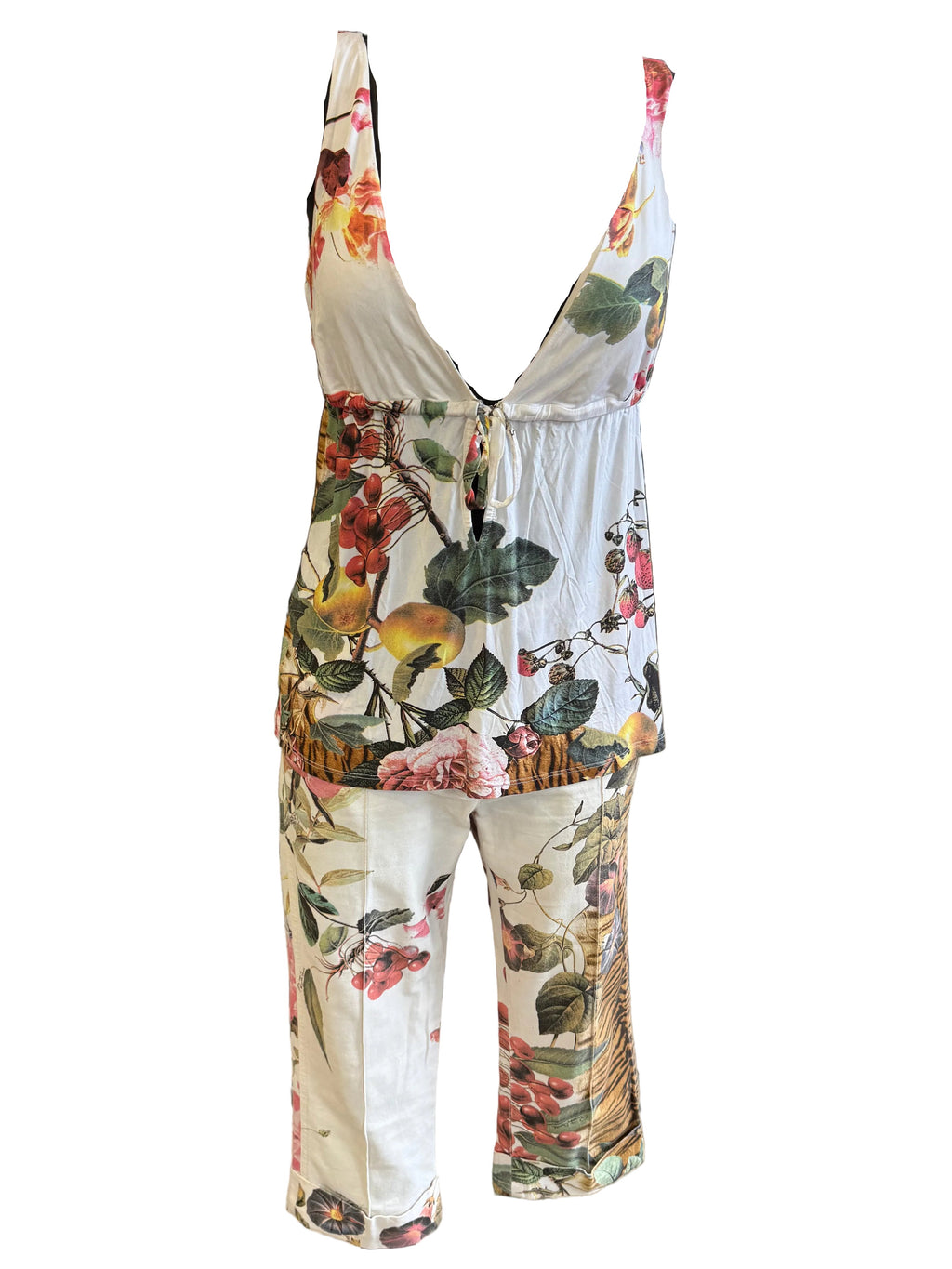 Completo Roberto Cavalli SS2005 tigre e fiori