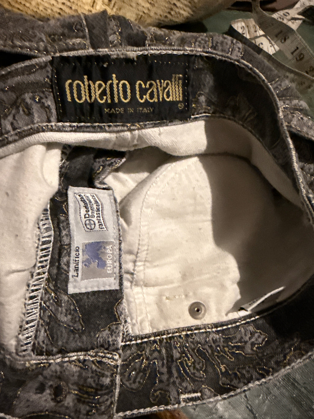 Jeans fiori oro Roberto Cavalli FW1997