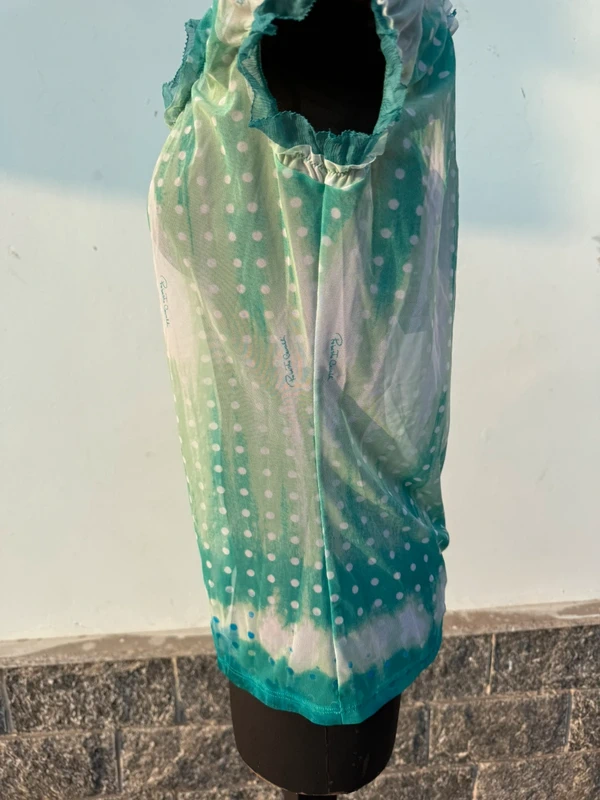 Top Roberto Cavalli 2005 circa verde acqua a pois nuovo