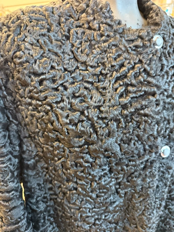 Cappotto lana astrakan nero