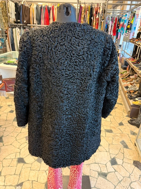 Cappotto lana astrakan nero