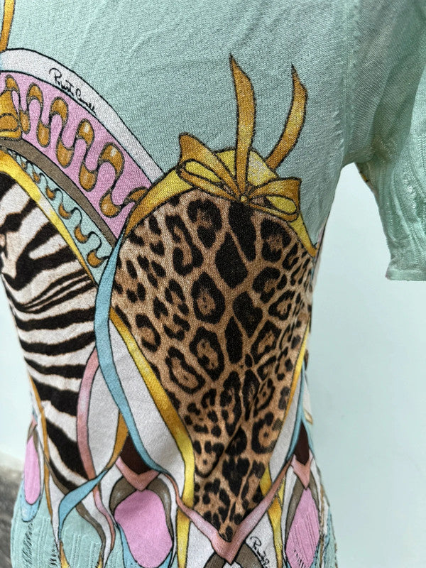 Maglia top Roberto Cavalli SS2004 patchwork in seta