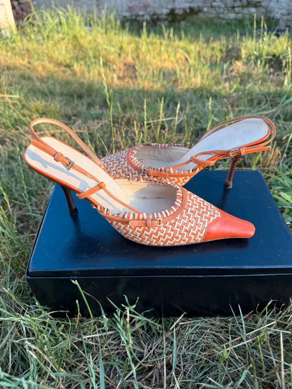 Tacchi Slingback Prada pelle intrecciata