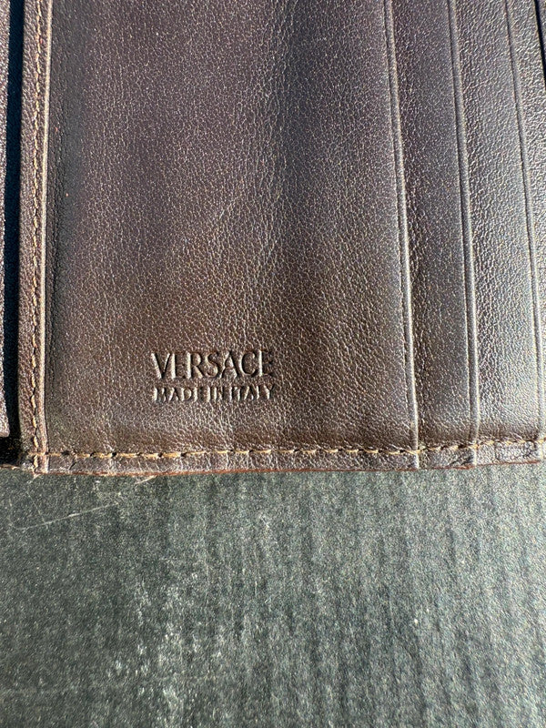 Portafoglio Versace con medusa e greca broccata