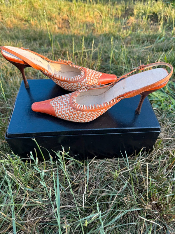 Tacchi Slingback Prada pelle intrecciata