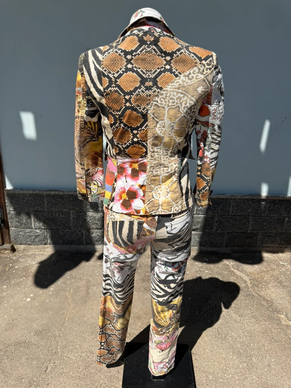 Completo giacca pantalone Roberto Cavalli SS2006 patchwork